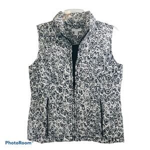 Charter Club Womens Puffer Vest Animal Print Size Petite